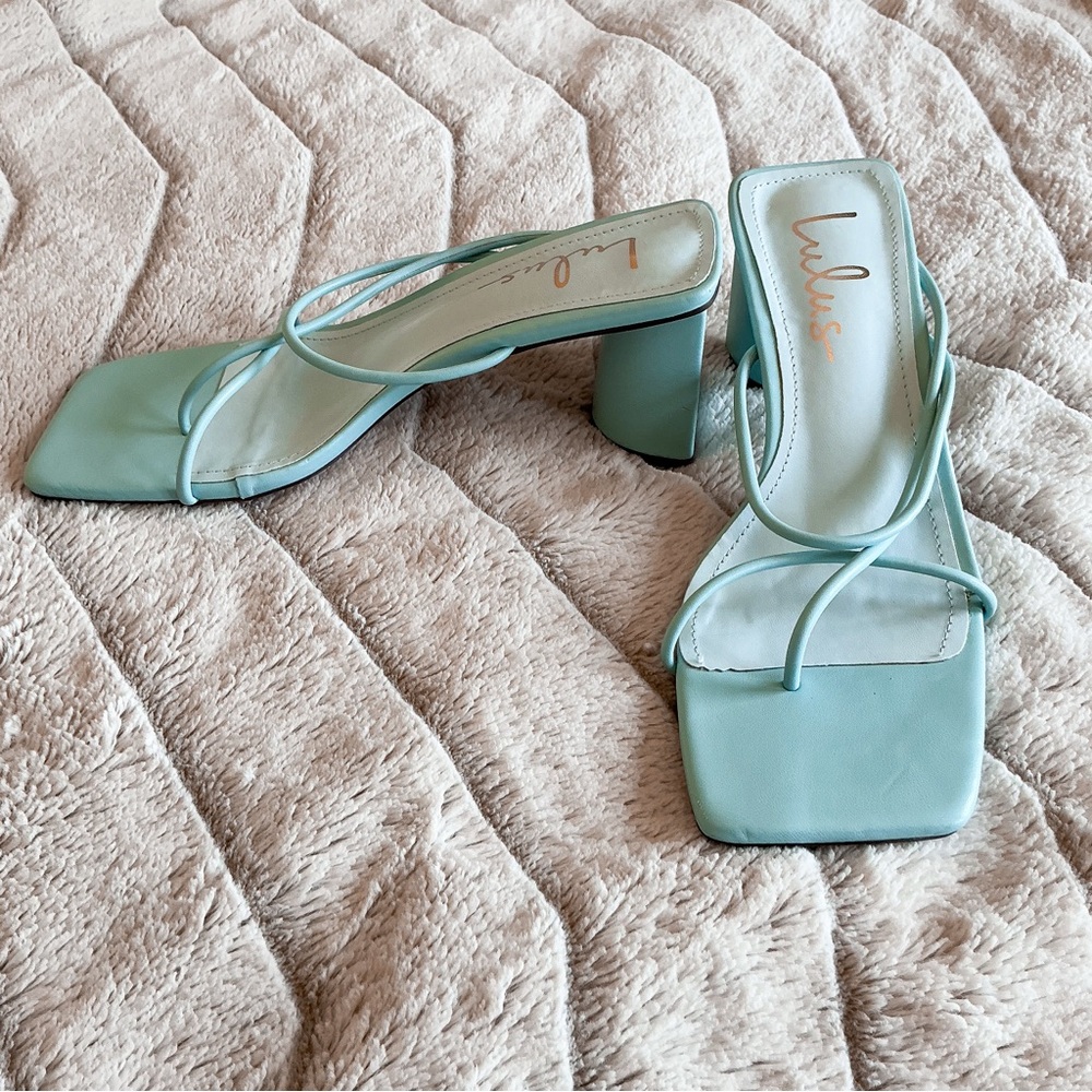 Lulus Jocelynn Aqua Strappy High Heel Sandals - Picture 4 of 11